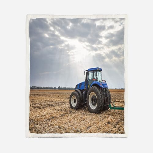 MOXINO 3D Traktor Sherpa Decke 130x150 cm Traktor Kuscheldecke Flauschig Microfiber Fleecedecke Weich und Warme Wohndecke Throw Blanket Sofadecke Couchdecke Tagesdecke（Muster 21-3） von MOXINO