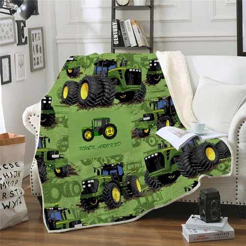 MOXINO 3D Traktor Sherpa Decke 150x200 cm Traktor Kuscheldecke Flauschig Microfiber Fleecedecke Weich und Warme Wohndecke Throw Blanket Sofadecke Couchdecke Tagesdecke（Muster 4-18） von MOXINO