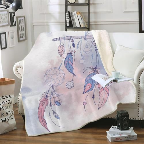 MOXINO 3D Traumfänger Sherpa Decke 150x200 cm Traumfänger Kuscheldecke Flauschig Microfiber Fleecedecke Weich und Warme Wohndecke Throw Blanket Sofadecke Couchdecke Tagesdecke（Muster 19-18） von MOXINO