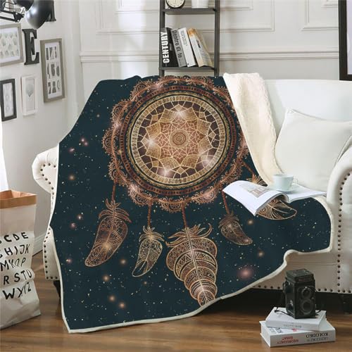 MOXINO 3D Traumfänger Sherpa Decke 150x200 cm Traumfänger Kuscheldecke Flauschig Microfiber Fleecedecke Weich und Warme Wohndecke Throw Blanket Sofadecke Couchdecke Tagesdecke（Muster 9-12） von MOXINO
