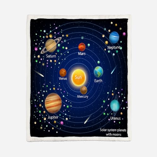 MOXINO 3D Universum Sherpa Decke 150x200 cm Planet Kuscheldecke Flauschig Microfiber Fleecedecke Weich und Warme Wohndecke Throw Blanket Sofadecke Couchdecke Tagesdecke（Muster 16-3） von MOXINO