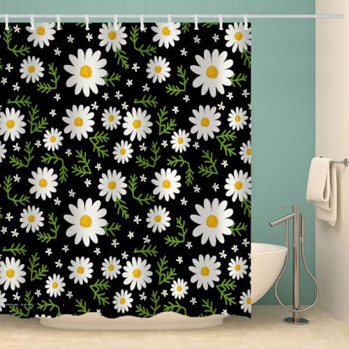 MOXINO Blume Duschvorhang Anti-Schimmel 120x180 cm Polyester Stoff Textil Waschbar Wasserdicht Badvorhang 3D Blumen Motiv Duschvorhänge Badezimmer mit 12 Haken（Stil 93-6） von MOXINO
