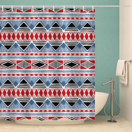 MOXINO Boho Duschvorhang Anti-Schimmel 120x180 cm Polyester Stoff Textil Waschbar Wasserdicht Badvorhang 3D Boho Motiv Duschvorhänge Badezimmer mit 12 Haken（Stil 102-9） von MOXINO