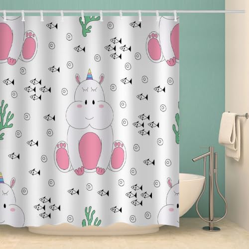MOXINO Cartoon Tiere Duschvorhang Anti-Schimmel 180x180 cm Polyester Stoff Textil Waschbar Wasserdicht Badvorhang 3D Cartoon Tiere Motiv Duschvorhänge Badezimmer mit 12 Haken（Stil 109-20） von MOXINO