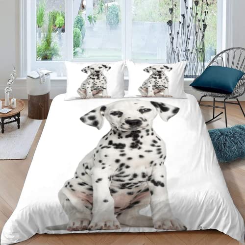 MOXINO Dalmatiner Bettbezüge für Kinder Jungen Mädchen Einzelbett 3D Tier Hund Bettwäsche 135x200 cm 2teilig Leicht Mikrofaser Bettbezug Sommer Warm Weiche Bettwaren mit Kissenbezüge 80x80 von MOXINO