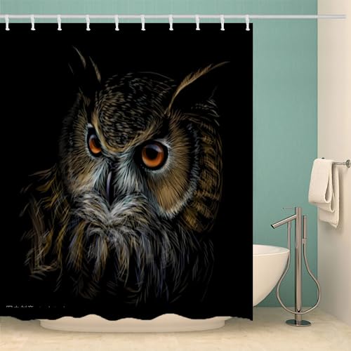 MOXINO Eule Duschvorhang Anti-Schimmel 180x200 cm Polyester Stoff Textil Waschbar Badvorhang 3D Abstrakt Eule Motiv Design Duschvorhänge Wasserdicht Badezimmer Vorhänge mit 12 Haken MOXINO Eule Duschvorhang Anti-Schimmel 180x200 cm Polyester Stoff Textil Waschbar Badvorhang 3D Abstrakt Eule Motiv Design Duschvorhänge Wasserdicht Badezimmer Vorhänge mit 12 Haken von MOXINO