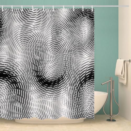 MOXINO Geometrie Duschvorhang Anti-Schimmel 120x180 cm Polyester Stoff Textil Waschbar Wasserdicht Badvorhang 3D Abstrakt Motiv Duschvorhänge Badezimmer mit 12 Haken（Stil 109-2） von MOXINO