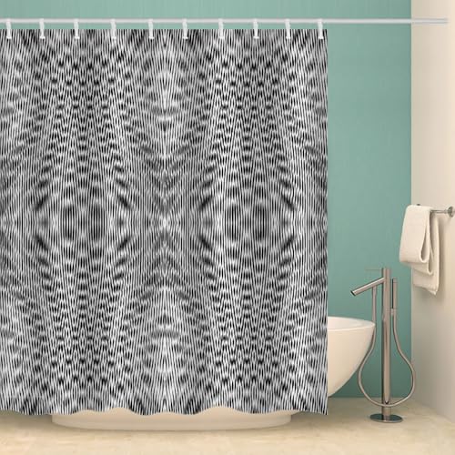 MOXINO Geometrie Duschvorhang Anti-Schimmel 180x200 cm Polyester Stoff Textil Waschbar Wasserdicht Badvorhang 3D Abstrakt Motiv Duschvorhänge Badezimmer mit 12 Haken（Stil 108-17） von MOXINO