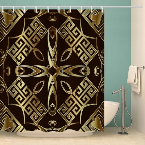 MOXINO Geometrie Duschvorhang Anti-Schimmel 200x240 cm Polyester Stoff Textil Waschbar Wasserdicht Badvorhang 3D Geometrie Motiv Duschvorhänge Badezimmer mit 12 Haken（Stil 106-20） von MOXINO