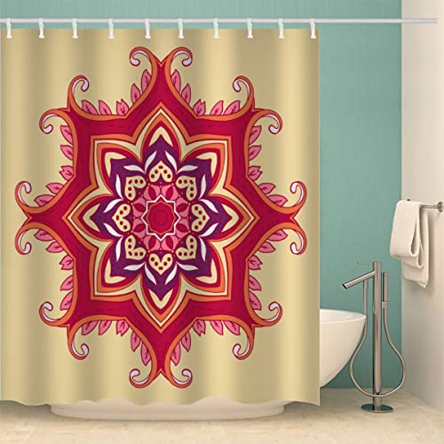 MOXINO Mandala Duschvorhang Anti-Schimmel 120x180 cm Polyester Stoff Textil Waschbar Badewanne Badvorhang 3D Blumen Boho Retro Shower Curtain Wasserdicht Badezimmer Vorhänge mit 12 Haken MOXINO Mandala Duschvorhang Anti-Schimmel 120x180 cm Polyester Stoff Textil Waschbar Badewanne Badvorhang 3D Blumen Boho Retro Shower Curtain Wasserdicht Badezimmer Vorhänge mit 12 Haken von MOXINO