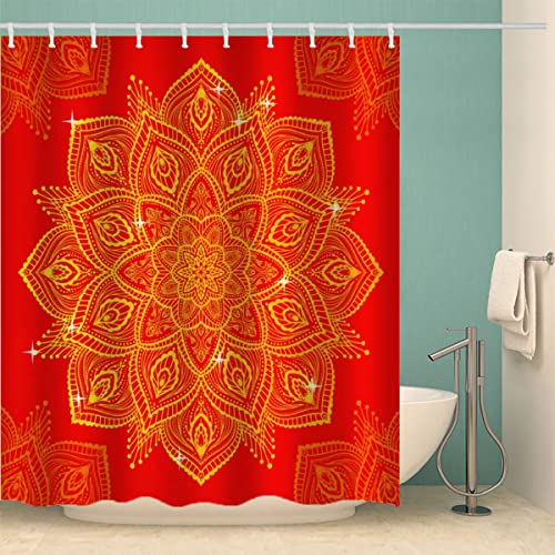 MOXINO Mandala Duschvorhang Anti-Schimmel 120x180 cm Polyester Stoff Textil Waschbar Badvorhang 3D Blumen Boho Retro Motiv Design Duschvorhänge Wasserdicht Badezimmer Vorhänge mit 12 Haken MOXINO Mandala Duschvorhang Anti-Schimmel 120x180 cm Polyester Stoff Textil Waschbar Badvorhang 3D Blumen Boho Retro Motiv Design Duschvorhänge Wasserdicht Badezimmer Vorhänge mit 12 Haken von MOXINO