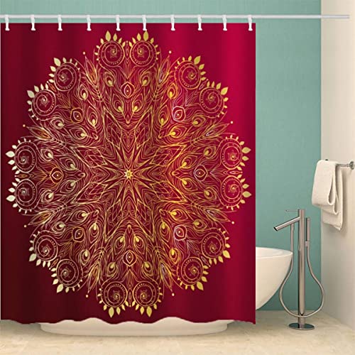 MOXINO Mandala Duschvorhang Anti-Schimmel 120x180 cm Polyester Stoff Textil Waschbar Badvorhang 3D Blumen Boho Retro Motiv Design Shower Curtain Wasserdicht Badezimmer Vorhänge mit 12 Haken MOXINO Mandala Duschvorhang Anti-Schimmel 120x180 cm Polyester Stoff Textil Waschbar Badvorhang 3D Blumen Boho Retro Motiv Design Shower Curtain Wasserdicht Badezimmer Vorhänge mit 12 Haken von MOXINO
