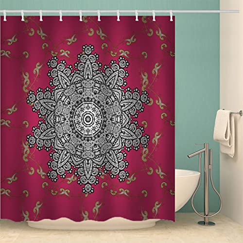 MOXINO Mandala Duschvorhang Anti-Schimmel 180x200 cm Polyester Stoff Textil Waschbar Badewanne Badvorhang 3D Blumen Boho Retro Shower Curtain Wasserdicht Badezimmer Vorhänge mit 12 Haken MOXINO Mandala Duschvorhang Anti-Schimmel 180x200 cm Polyester Stoff Textil Waschbar Badewanne Badvorhang 3D Blumen Boho Retro Shower Curtain Wasserdicht Badezimmer Vorhänge mit 12 Haken von MOXINO