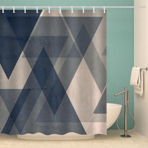 MOXINO Marmor Duschvorhang Anti-Schimmel 180x200 cm Polyester Stoff Textil Waschbar Badvorhang 3D Geometrie Marmor Motiv Design Duschvorhänge Wasserdicht Badezimmer Vorhänge mit 12 Haken von MOXINO