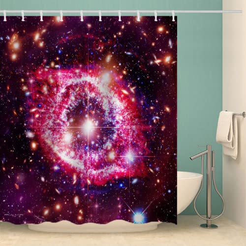 MOXINO Universum Sternenhimmel Duschvorhang Anti-Schimmel 240x200 cm Polyester Stoff Textil Waschbar Badewanne Badvorhang 3D Abstrakt Shower Curtain Wasserdicht Badezimmer Vorhänge mit 12 Haken von MOXINO