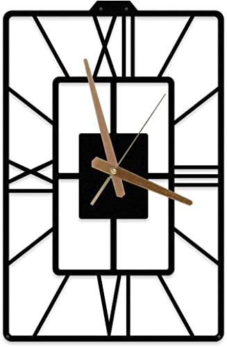 MOXVIO Oblongus Große Moderne Wanduhr, einzigartiges Design, minimalistisch, rustikale römische Ziffern, Metall-Wanduhr (70 x 50 cm) von MOXVIO