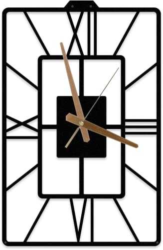 MOXVIO Oblongus Große Moderne Wanduhr, einzigartiges Design, minimalistisch, rustikale römische Ziffern, Metall-Wanduhr (60 x 39 cm) von MOXVIO