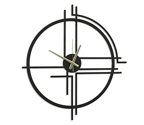 Skysail 50 cm Metall-Wanduhr, schwarzes Metall, 3D-Wanduhr, leise, Nicht tickend, zahllos, minimalistisch, Metall-Wanduhr, dekorative Luxuskunst für Wohnzimmer, Küche, Esszimmer, Schlafzimmer, Garten von MOXVIO