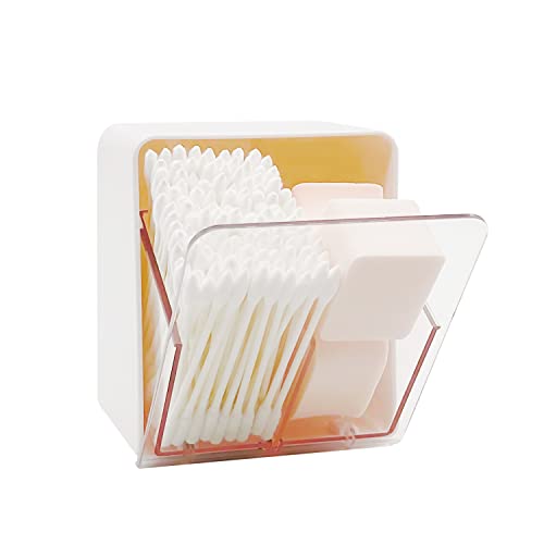 MOYACA Cotton Swabs Qtip Halter Kanister für Baumwollrunden, Wattebällchen, Zahnseide, Spender Container Box mit 2 Fächern, Badezimmer Waschtisch Arbeitsplatte Aufbewahrung Organizer, Weiß von MOYACA