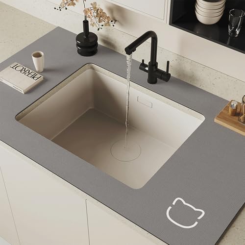 Abtropfmatte, rutschfeste Gummi-Abtropfmatte für Arbeitsplatte, schnell trocknend, spülmaschinenfest, Untergestell-Spülbeckenmatte, auch als Haustierfuttermatte (Stil 13,60 x 90 cm) von MOYIDUE