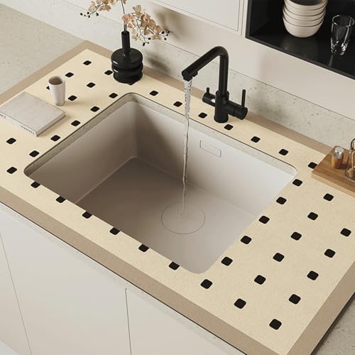 Abtropfmatte, rutschfeste Gummi-Abtropfmatte für Arbeitsplatte, schnell trocknend, spülmaschinenfest, Untergestell-Spülbeckenmatte, auch als Haustierfuttermatte (Stil 2,60 x 90 cm) von MOYIDUE