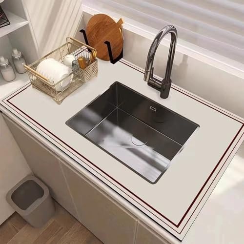 Abtropfmatte, rutschfeste Gummi-Abtropfmatte für Arbeitsplatte, schnell trocknend, spülmaschinenfest, Untergestell-Spülbeckenmatte, auch als Haustierfuttermatte (Stil 7,60 x 90 cm) von MOYIDUE