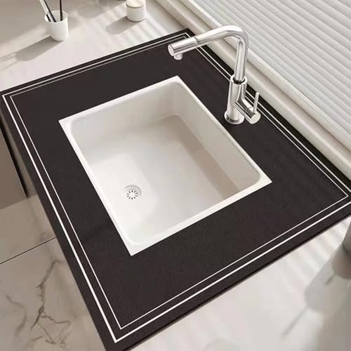 Abtropfmatte, rutschfeste Gummi-Abtropfmatte für Arbeitsplatte, schnell trocknend, spülmaschinenfest, Untergestell-Spülbeckenmatte, auch als Haustierfuttermatte (Stil: 3,100 x 140 cm) von MOYIDUE