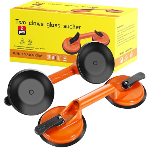 MOYKSRR 2 Stück Saugheber, Glassauger Saugnapf 100 KG Tragkraft - Saugnäpfe Multifunktionaler Sauggriffe für den Transport von Fliesen, Laminat, Glas, Möbel, Scheiben und Glas als Glasheber, Orange von MOYKSRR