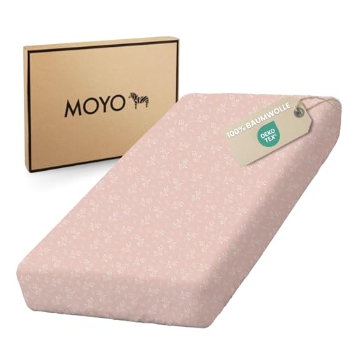 MOYO Baby Spannbettlaken 70x140 - Kinder Bettlaken, 100% Baumwolle Spannbettlaken Kinderbett oder Babybett, für Baby und Kleinkind. Bettuch, OekoTex Zertifiziert, Stretch (Rosé) von MOYO