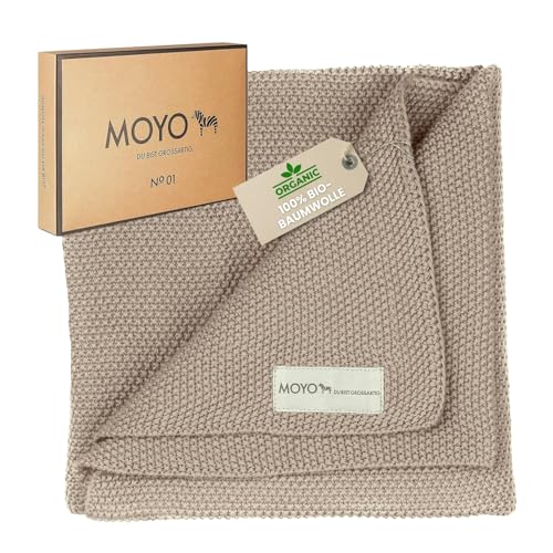 MOYO Babydecke - traumhafte Babydecke Baumwolle (100% Bio, GOTS) - 100% klimaneutral - atmungsaktive Baby Decke - Kuscheldecke Baby Geschenk Junge & Mädchen (Taupe) von MOYO