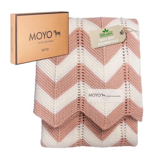 MOYO Babydecke - traumhafte Babydecke Baumwolle (100% Bio, GOTS) - atmungsaktive Baby Decke - Kuscheldecke Baby Geschenk Junge & Mädchen - klimaneutral- kompensiert (Ruhiger Fjord (Rosé)) von MOYO