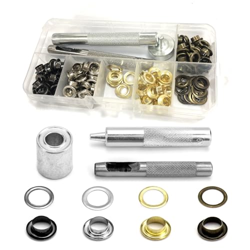 120 Sets Tüllen-Werkzeug-Set, Ösen, Zangen-Set, 6 mm Metall-Unterlegscheiben, Einstellung mit Stanzer für Plane, Leder, Stoff, Vorhang, Poolabdeckung von MOYWYCNO