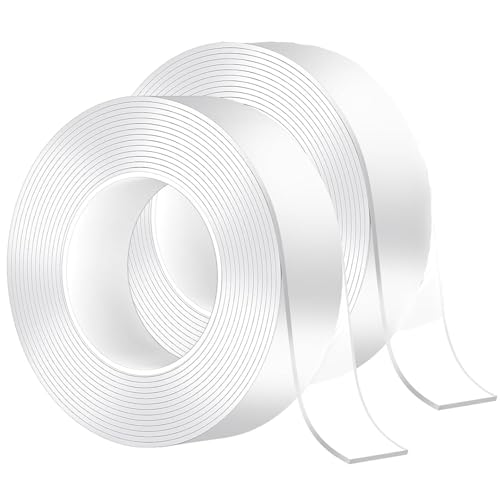Doppelseitiges Klebeband Extra Stark Transparent, 2 Rollen Abnehmbar Spurlos Nano Tape, Double Sided Tape, Klebeband Doppelseitig Ablösbar für Foto Wand, Postern, Teppich, Küche, Zuhause(2cmx3m) von MOYWYCNO