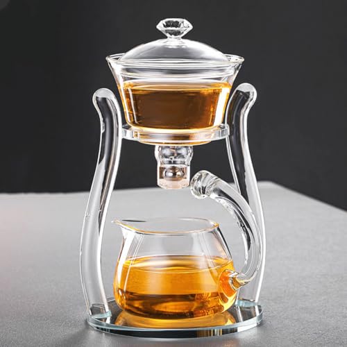Mozeo Lazy Kungfu Teekanne aus Glas - Halbautomatisch Mit Saugnapf, Automatisches Wasserbrühen, Büro, Blumenglas, Teeset (Klar) von MOZEO