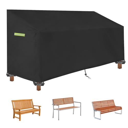 MOZMY Gartenbank Abdeckung für 2-Sitzer, 135x67x65/91cm, 420D Oxford Schutzhülle Gartenbank Wasserdicht, Winddicht UV-Beständig Abdeckhaube Gartenbank von MOZMY