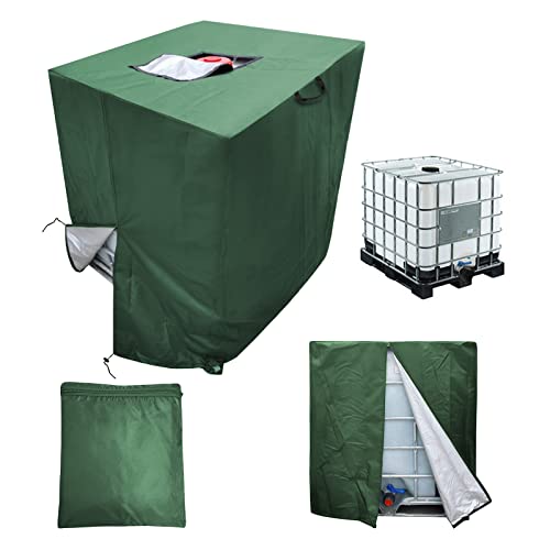 MOZMY IBC Tank Abdeckung, IBC Wassertankabdeckung, Regenwassertank Schutzhülle IBC Schutzhülle Frostschutz, 1000L IBC Container Cover Schutzhülle mit Griff und Reißverschluss, 120*100*116cm von MOZMY