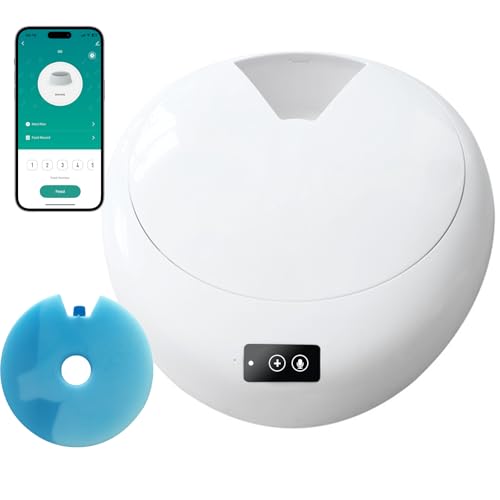 MZOMY Nassfutterautomat für Katzen Kabellos, Futterautomat Nassfutter Katze mit App-Steuerung, 6-Fächer Nassfutter Automat mit Kühlakku,Batteriebetrieben (ohne akuu) von MOZMY