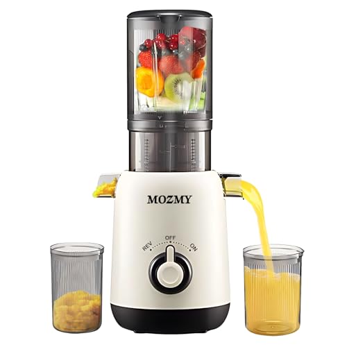 Slow Juicer Kaltpress Entsafter mit 113mm Öffnung & innovativer Doppel-Filtration, Elektrische Kaltpress Saftpresse, Kompakter Masticating Entsafter für Obst & Gemüse von MOZMY