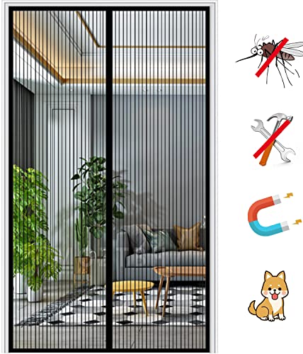 Fliegengitter Tür, fliegengitter balkontür,Insektenschutz Magnet Moskitonetz Automatisches Schließen Balkontür Fliegenvorhang,-Black-a|| 85x220cm(33x86inch) von MOZTBH