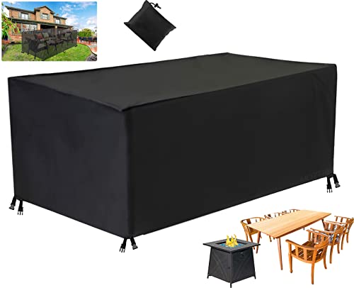 MOZTBH Gartenmöbel Abdeckung, Rechteckige Wasserdicht Gartentisch Möbelset Oxford 420D, Winterfest Schneeschutz Staubdicht Anti-UV Schutzhülle Atmungsaktives-Black|| 120x60x106cm(LxWxH) von MOZTBH