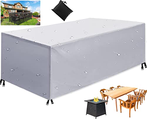 MOZTBH Gartenmöbel Abdeckung, Rechteckige Wasserdicht Gartentisch Möbelset Oxford 420D, Winterfest Schneeschutz Staubdicht Anti-UV Schutzhülle Atmungsaktives von MOZTBH