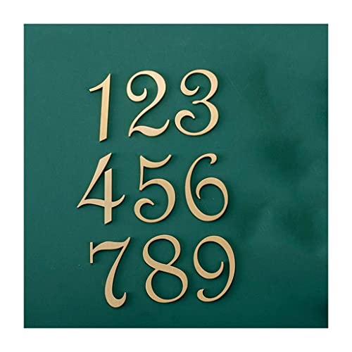 1pcs Messing House Nummern Aufkleber For Apartment Metall Selbstkleber Türplatte Tür Plaque Nummer Mailbox Adressstraßenschilder (Color : Number 6) von MOZTO