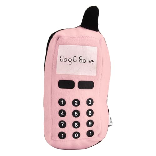 MOZUO Plush Cell Phone-Shaped Teething Toy for Dogs & Cats - Interactive Squeaky Chew Toy for Health & Boredom Relief (Pink) von MOZUO