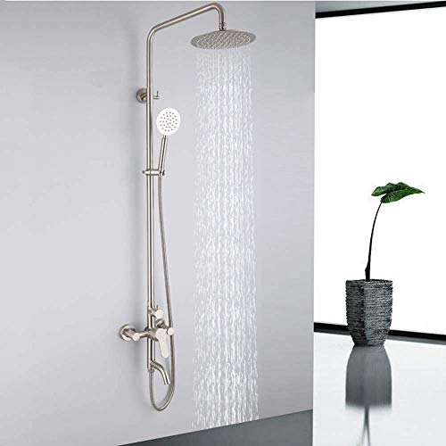 Duschsystem Badezimmer-Duschsystem, 3-Funktions-Rundduschmischer mit Duschkopf und Handbrause, Edelstahl-Duschsystem verstellbar,A Duschsystem Badezimmer-Duschsystem, 3-Funktions-Rundduschmischer mit Duschkopf und Handbrause, Edelstahl-Duschsystem verstellbar,A von MObyat