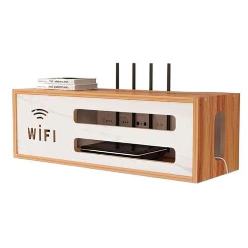 Router-Aufbewahrungsregale, WLAN-Router, Wandmontageregal, Kabelmanagement-Versteckbox aus Holz für Router, Modem, Mini-Projektor, TV-Box von MObyat