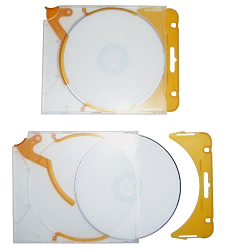 Slimcase Ejector CD Hüllen zum Abheften Transparent mit CD Auswerfern und Gelochte Abheftbaren Verschluss-Bügel in Orange für Ordner - 10 Stück (Orange) von MP-Pro