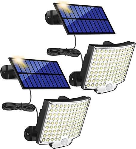 MPJ Solarlampen für Außen, 106 LED Solarleuchte Aussen mit Bewegungsmelder, IP65 Wasserdichte, 120°Beleuchtungswinkel, Solar Wandleuchte für Garten mit 5m Kabel-2 Stücke von MPJ