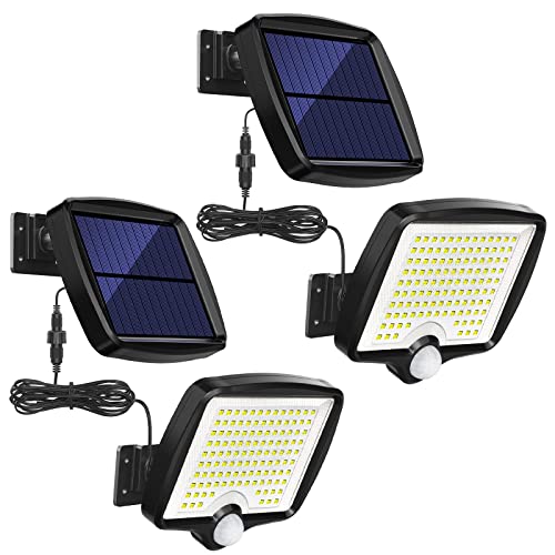 MPJ Solarlampen für Außen, 118 LED Solarleuchte Aussen mit Bewegungsmelder, IP65 Wasserdichte, 120°Beleuchtungswinkel, Solar Wandleuchte für Garten mit 5m Kabel [2 Stücke] von MPJ