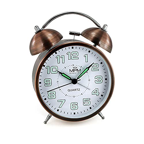 MPM Cooper Colour Alarm Clock, Retro Analog Wecker mit Lumini-Zahlen, Doppelglockenwecker mit Ohne Ticken Glockenwecker, Vintage Batteriebetrieben Laut Quarz Wecker Tischuhr mit Nachtlicht MPM Cooper Colour Alarm Clock, Retro Analog Wecker mit Lumini-Zahlen, Doppelglockenwecker mit Ohne Ticken Glockenwecker, Vintage Batteriebetrieben Laut Quarz Wecker Tischuhr mit Nachtlicht von MPM Quality