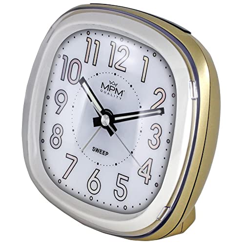 MPM Gold Plastik Wecker Batterie ohne Ticken, LED-Licht klassischer Vintage Wecker analog mit verstärktem Alarm und reibungslosem Betrieb, Ideal auch als Vintage Deko MPM Gold Plastik Wecker Batterie ohne Ticken, LED-Licht klassischer Vintage Wecker analog mit verstärktem Alarm und reibungslosem Betrieb, Ideal auch als Vintage Deko von MPM Quality